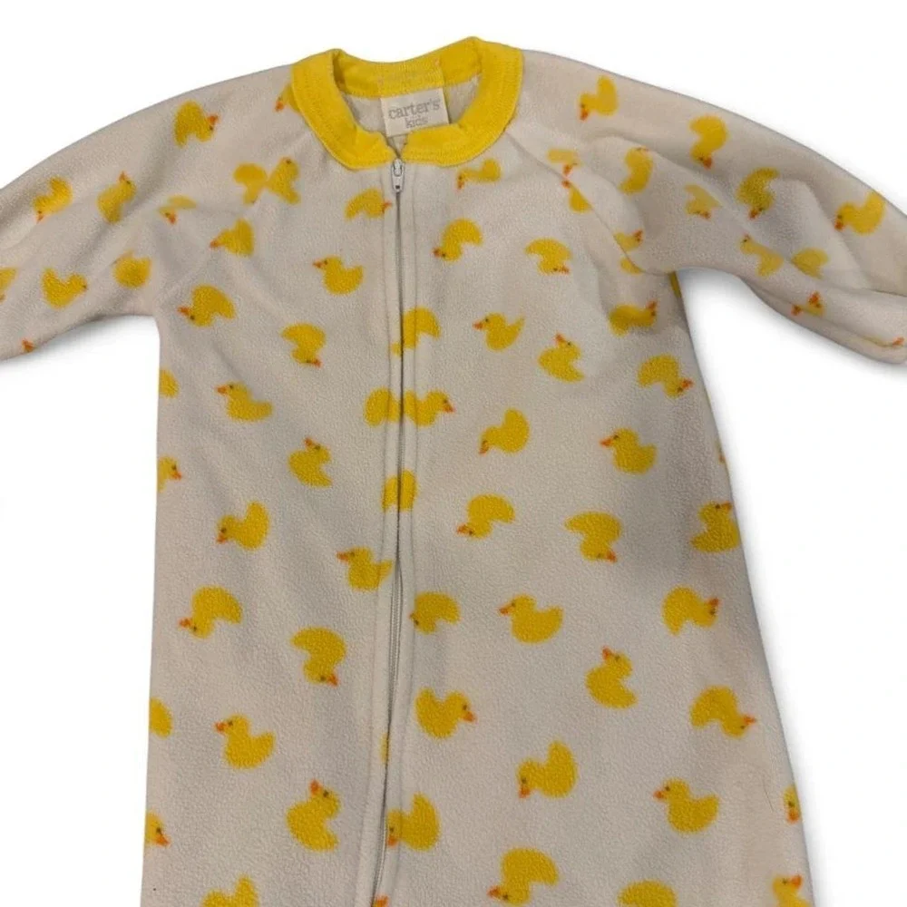 Carters Kids Fleece Footed Sleeper Yellow Rubber Ducky Pajamas 12M Zip Up PJs
